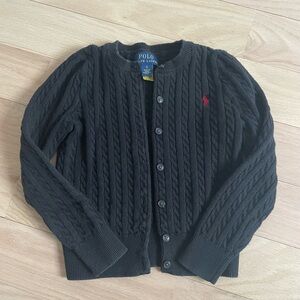 Ralph Lauren Polo Mini Cable-Knit Cotton Cardigan Button Down in Black, 5 girls